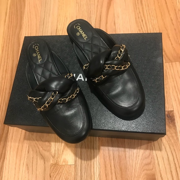 Chanel Black Braided Mules Loafer Slip on 6 RARE - Picture 3 of 15